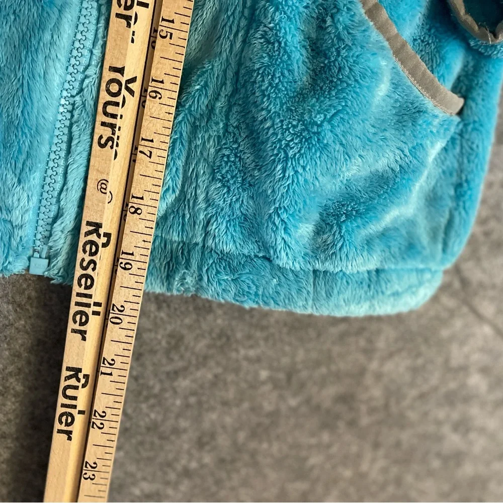 The North Face Hooded Sherpa‎ Fleece Zip Jacket Aqua / Gray Size 10/12